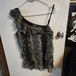 I.N. SAN FRANCISCO SNAKESKIN PRINT ONE SHOULDER TOP SZ L